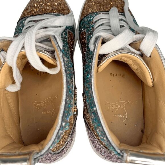 Christian Louboutin Bip Bip Orlato Glitter EU 38 US 8 High Top Lace Up Sneakers - Picture 7 of 12